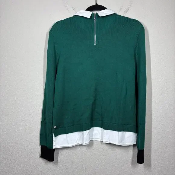 Karl Lagerfeld Medium Layered Look Sweater Veridian Green Long Sleeves - Picture 3 of 10